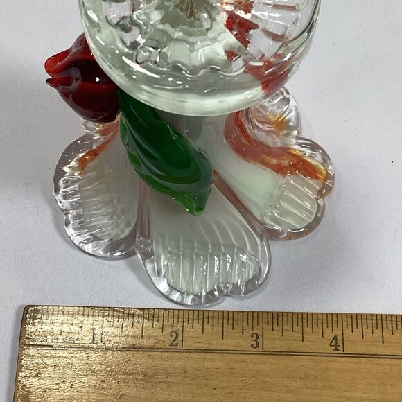 Vtg Vase Hand Blown Art Glass Rose Orange White Swirl Ruffled Crimped MCM Decor - Picture 8 of 8